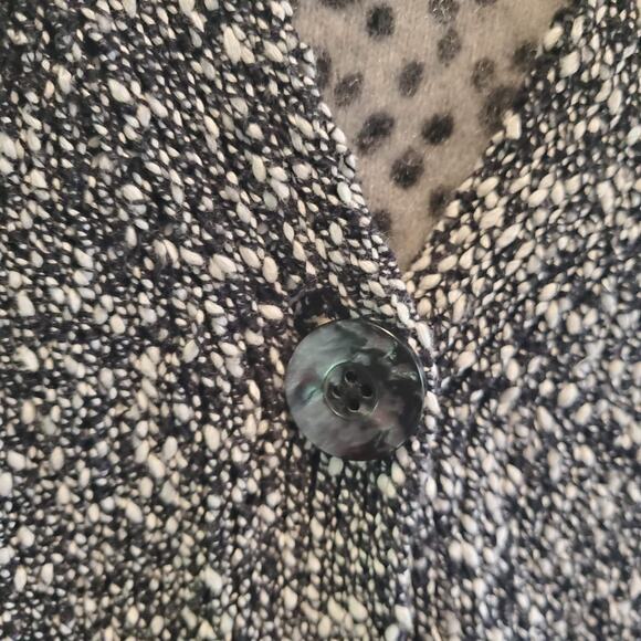 J. Jill Size MP M Petite Black Speckled Gray White One Button Cotton Cardigan - Picture 3 of 10